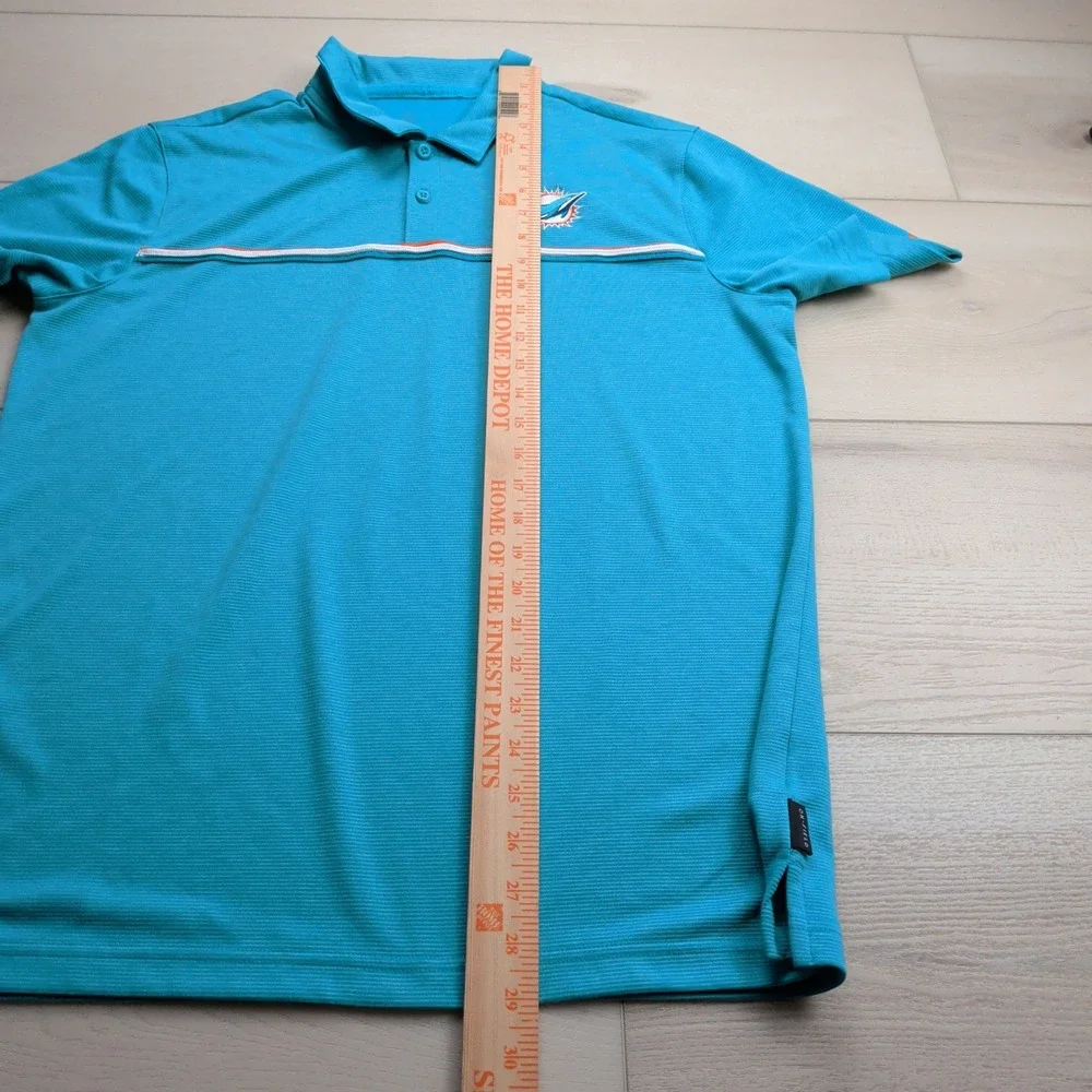 Nike Miami Dolphins NFL On Field Polo Shirt Men L Blue Orange Stripe Performance